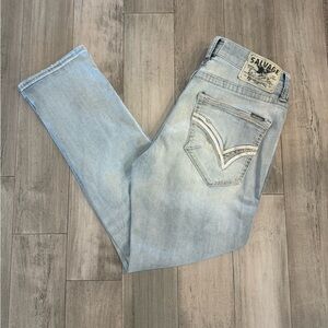 (SOLD)Men’s Buckle Salvage Jeans 34x30 Light Wash Slim Straight